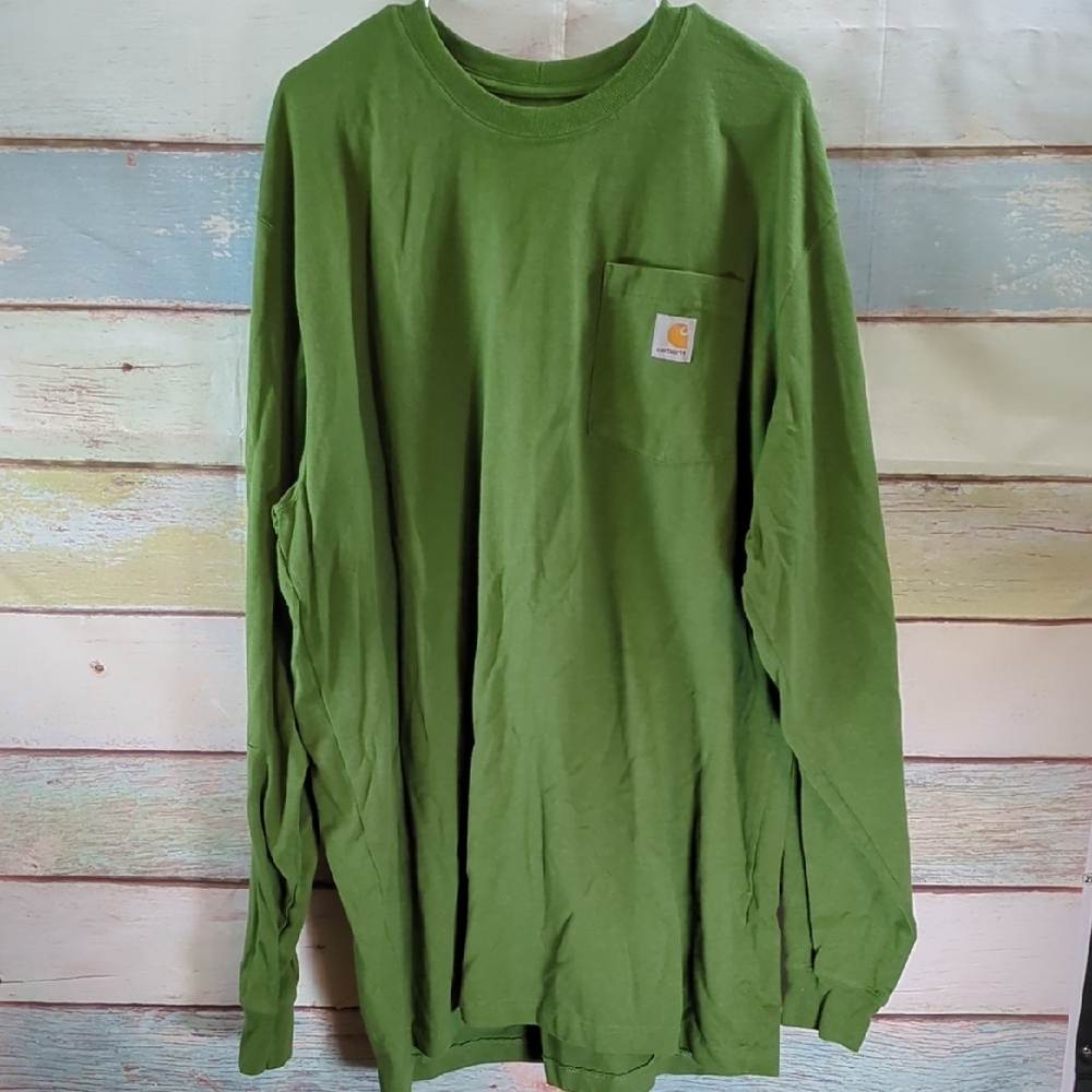 Carhartt Deer Logo Green Long Sleeve Pocket Shirt